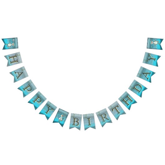 Aangepaste Blauwe Gekke Gans Verjaardagsfeest Vlag Vlaggetjes (Alle)