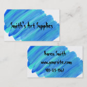Aangepaste blauwe, gestremde kunstwinkel visitekaartje (Voorkant / Achterkant)