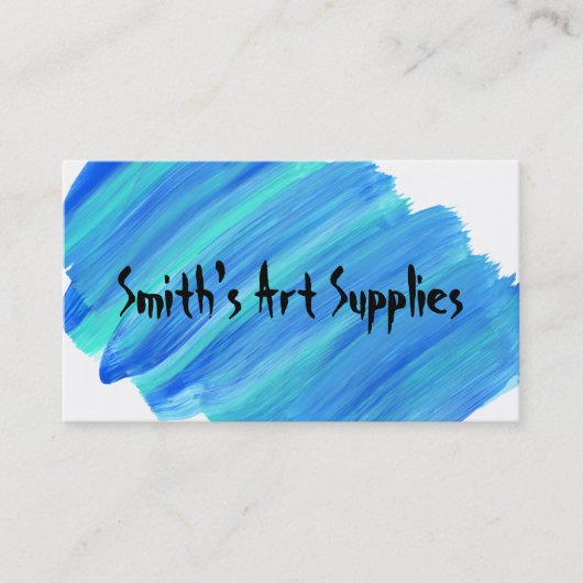 Aangepaste blauwe, gestremde kunstwinkel visitekaartje (Voorkant)