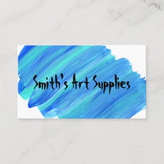 Aangepaste blauwe, gestremde kunstwinkel visitekaartje (Voorkant)