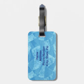 Aangepaste blauwe glas-in-lood bagagelabel (Achterkant verticaal)