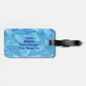 Aangepaste blauwe glas-in-lood bagagelabel (Achterkant horizontaal)