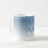 Aangepaste blauwe glitter Drip 80th Birthday Koffiemok (Voorkant links)