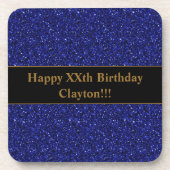 Aangepaste blauwe glitter met bericht verjaardagsf bier onderzetter (Voorkant)