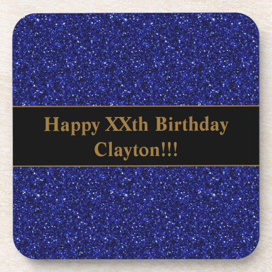 Aangepaste blauwe glitter met bericht verjaardagsf bier onderzetter (Voorkant)