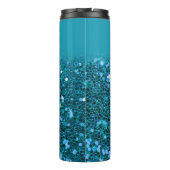 Aangepaste blauwe glitter-monogram thermosbeker (Achterkant)