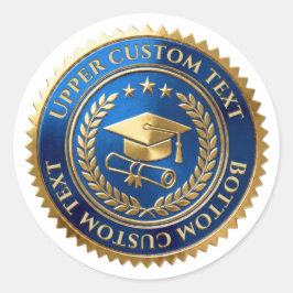 Aangepaste Blauwe-Gouden Folie Afstudeercertificaa Ronde Sticker