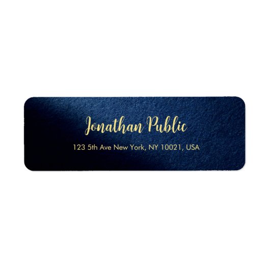 Aangepaste Blauwe & Gouden Tekst Sjabloon Retourad Etiket (Voorkant)