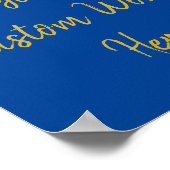 Aangepaste blauwe gouden verjaardagsfeest fotorekw poster (Hoek)
