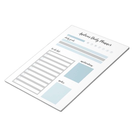 Aangepaste blauwe grijze dagplank notitieblok (Schuin)