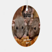 Aangepaste blauwe grijze dumbo Pet Ratten Metalen Ornament (Voorkant Rechts)