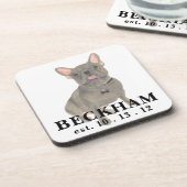 Aangepaste Blauwe Grijze Frenchie Franse Bulldog Bier Onderzetter (Linkerzijde)