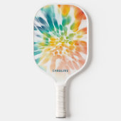 Aangepaste blauwe groene Paarse Oranje retro Tie D Pickleball Paddle (Voorkant)