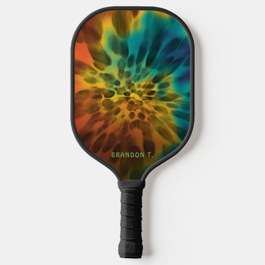 Aangepaste blauwe groene Paarse Oranje retro Tie D Pickleball Paddle (Achterkant)