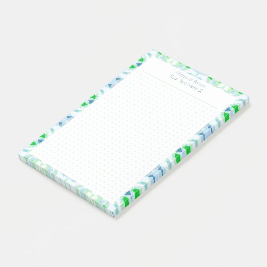Aangepaste Blauwe Groene Punt Grid Student Gift Pl Post-it® Notes (Schuin)