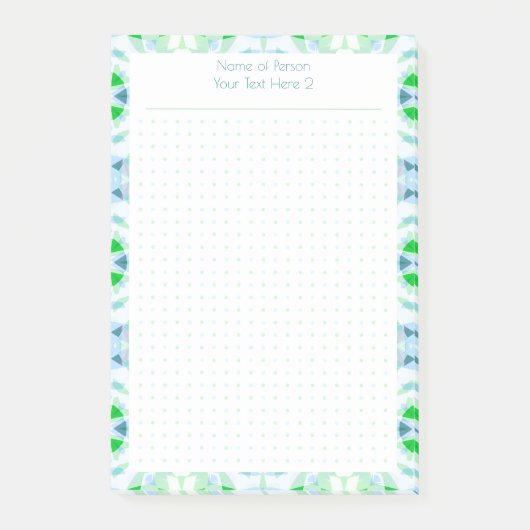Aangepaste Blauwe Groene Punt Grid Student Gift Pl Post-it® Notes (Voorkant)