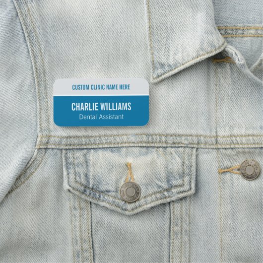 Aangepaste blauwe grote tandheelkundige kliniek we naamplaatje (In situ)