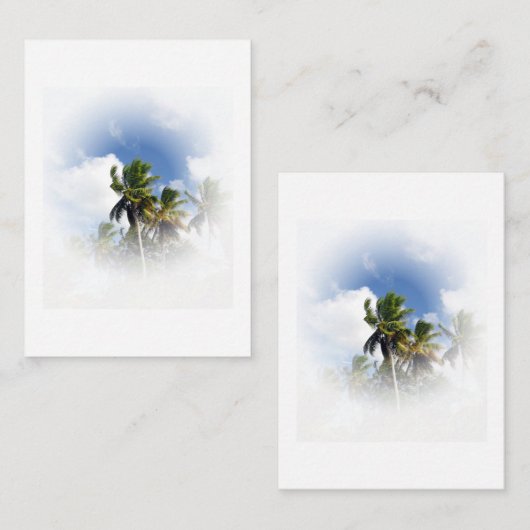 Aangepaste blauwe hemel en blanco palmen Natuur Sj Notitiekaartje (Voorkant / Achterkant)