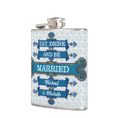 Aangepaste blauwe homepage naam heupfles (Links)