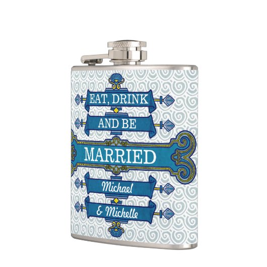 Aangepaste blauwe homepage naam heupfles (Links)