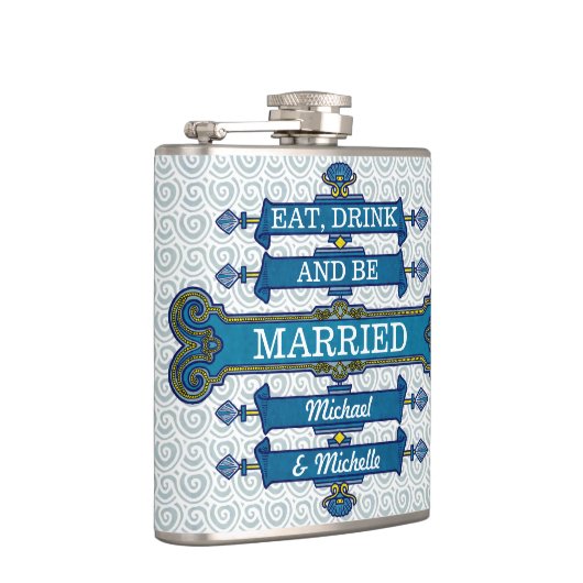 Aangepaste blauwe homepage naam heupfles (Rechts)