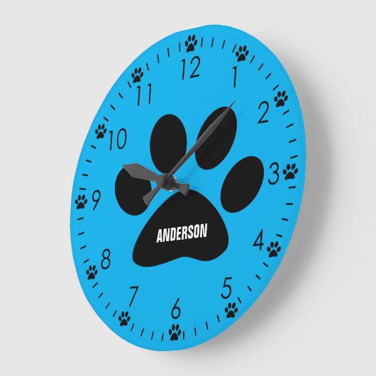 Aangepaste blauwe hond grote klok (Hoek)