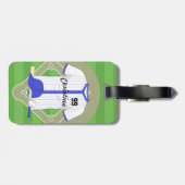 Aangepaste blauwe honkbal bagagelabel (Achterkant horizontaal)