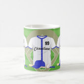 Aangepaste blauwe honkbal koffiemok (Center)
