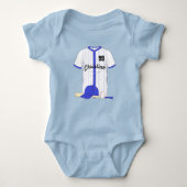 Aangepaste blauwe honkbal romper (Voorkant)