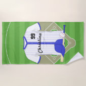 Aangepaste blauwe honkbal strandlaken (Voorkant)