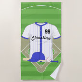 Aangepaste blauwe honkbal strandlaken (Voorkant)