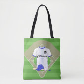Aangepaste blauwe honkbal tote bag (Voorkant)
