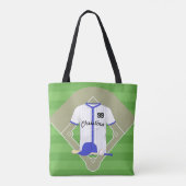 Aangepaste blauwe honkbal tote bag (Achterkant)