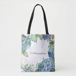 Aangepaste Blauwe Hortensia's  Tote Bag