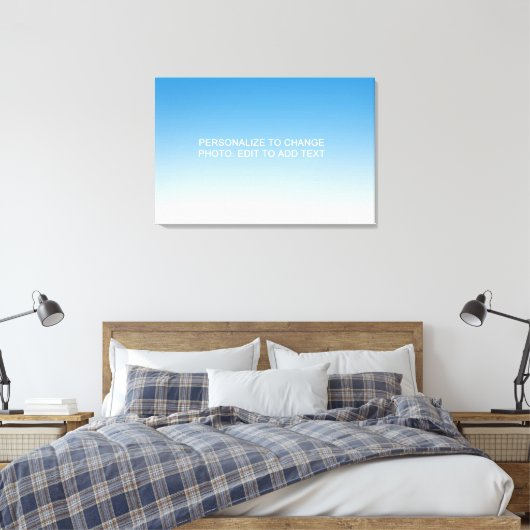 Aangepaste blauwe illustratie foto Tekst toevoegen Canvas Afdruk (Insitu (Slaapkamer))