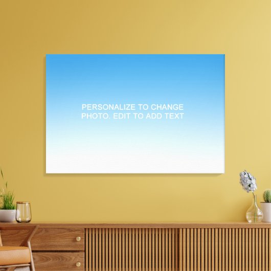 Aangepaste blauwe illustratie foto Tekst toevoegen Canvas Afdruk (Insitu (Woonkamer))