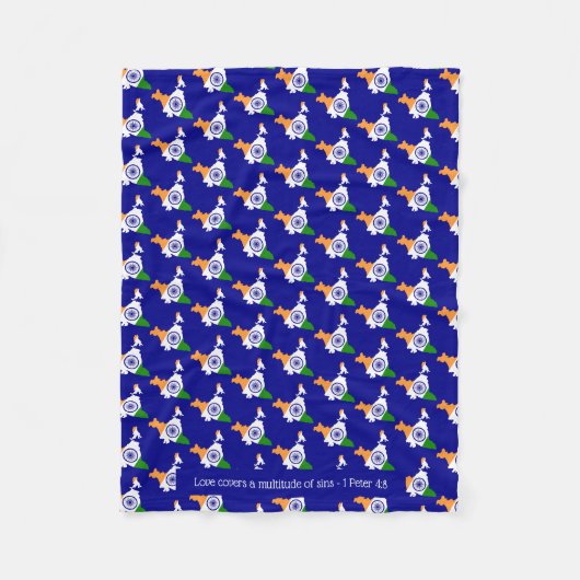 Aangepaste blauwe INDIA VLAG Fleece Deken (Voorkant)