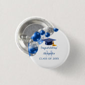 Aangepaste blauwe jongens afstuderen ronde button 3,2 cm (Voorkant /achterkant)