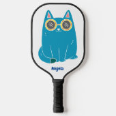 Aangepaste blauwe kat pickleball paddle (Voorkant)