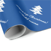 Aangepaste blauwe kerstboomvakantie cadeaupapier (Rol Hoek)