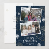 Aangepaste blauwe kerstcadeautjes voor fijne kerst feestdagenkaart (Voorkant / Achterkant)