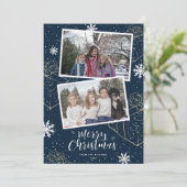 Aangepaste blauwe kerstcadeautjes voor fijne kerst feestdagenkaart (Staand voorkant)