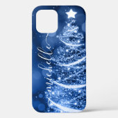 Aangepaste blauwe kerstmousserende boom Case-Mate iPhone case (Achterkant)