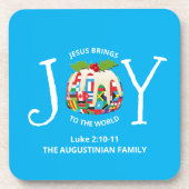 Aangepaste blauwe kerstreis naar de wereld bier onderzetter (Voorkant)