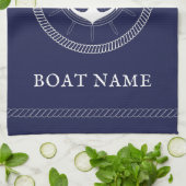 Aangepaste blauwe keukenhanddoek met witte anker (Gevouwen)