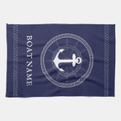 Aangepaste blauwe keukenhanddoek met witte anker (Horizontaal)