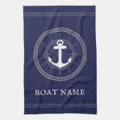 Aangepaste blauwe keukenhanddoek met witte anker (Verticaal)