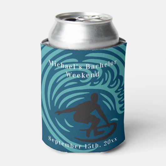 Aangepaste blauwe Koelbox Bachelor Surf Weekend Blikjeskoeler (Blikje Voorkant)