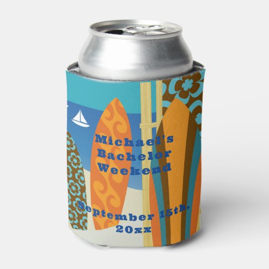 Aangepaste blauwe Koelbox Bachelor Surf Weekend Blikjeskoeler (Blikje Voorkant)