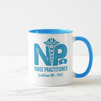 Aangepaste blauwe koffie voor verpleegkundige mok
